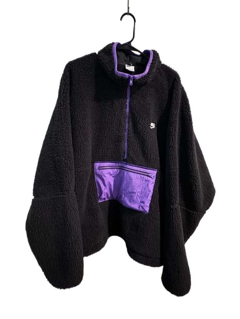 Nike Club Fleece+ Half-Zip Winterized Sherpa Anorak Pullover Jacket Black/Purple
